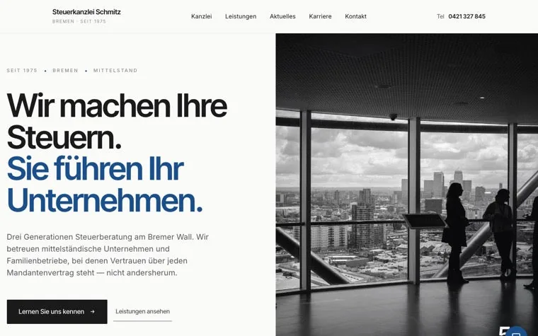 Webdesign-Beispiel: Schlichter Rahmen – etablierte Unternehmen