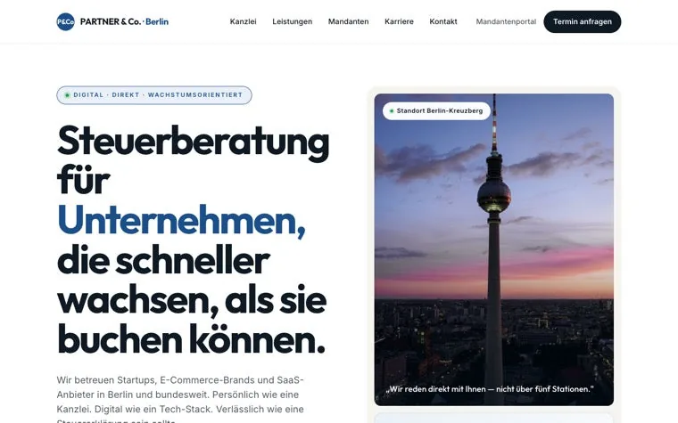 Webdesign-Beispiel: Modern-Hybrid – wachsende Mittelstand-Unternehmen