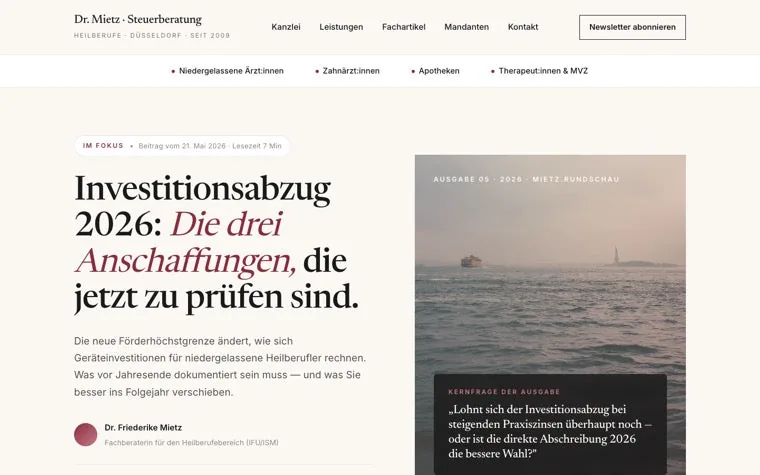 Webdesign-Beispiel: News-Magazin – Spezialisten mit Fachautorität